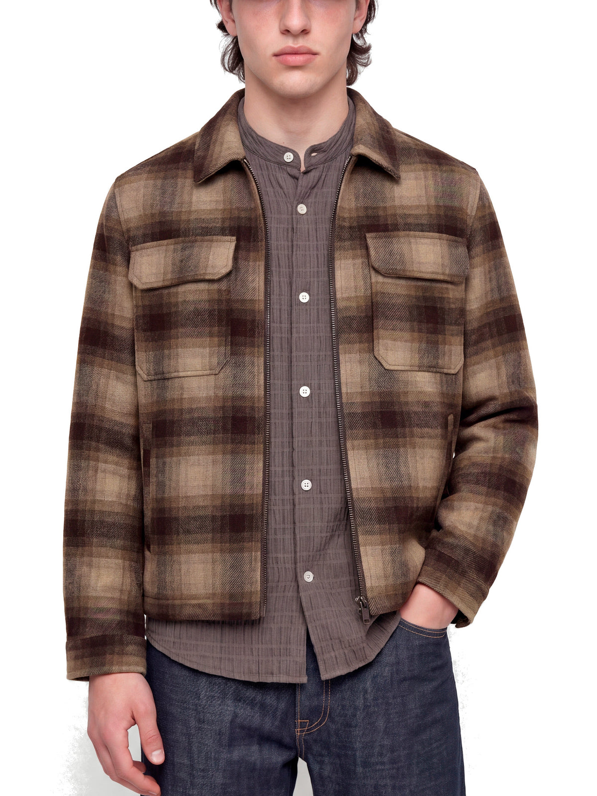 Giubbotto Jack & Jones Wake Beige con fantasia a quadri 12300742 /Plaza Taupe JACK & JONES 