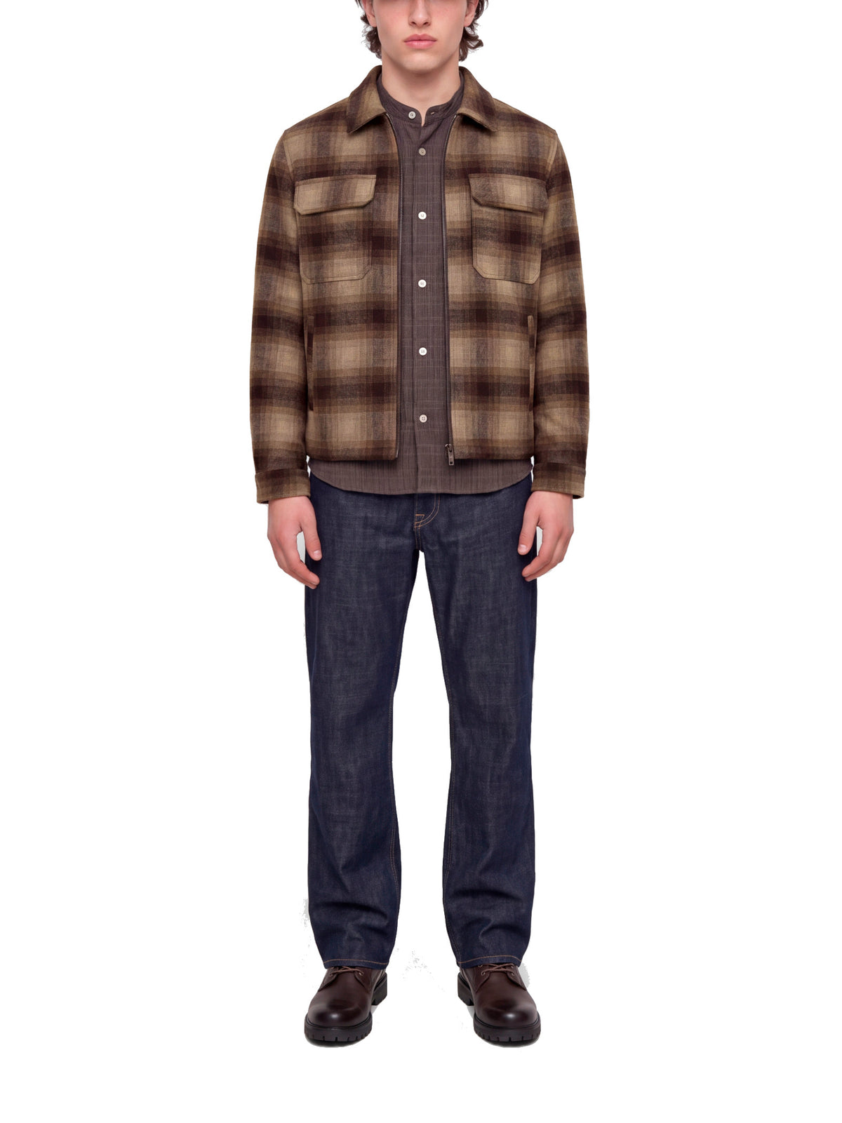 Giubbotto Jack & Jones Wake Beige con fantasia a quadri 12300742 /Plaza Taupe JACK & JONES 