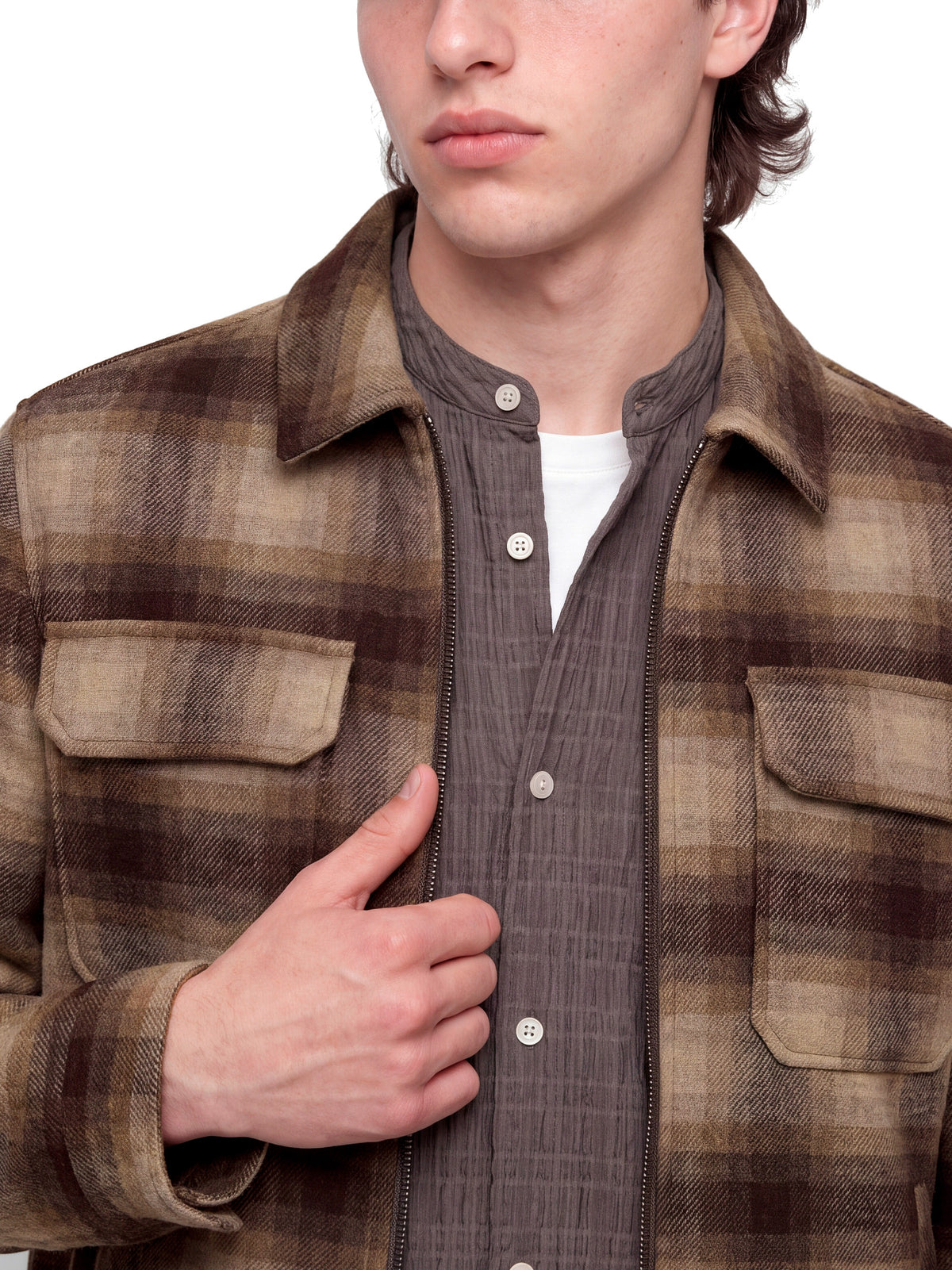 Giubbotto Jack & Jones Wake Beige con fantasia a quadri 12300742 /Plaza Taupe JACK & JONES 