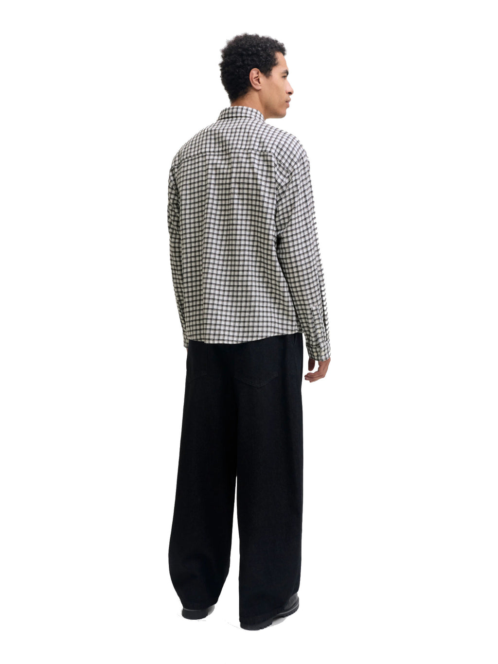 Camicia Jack & Jones Bianco/nero Frederick a quadri 12301088 /Antique White JACK & JONES 