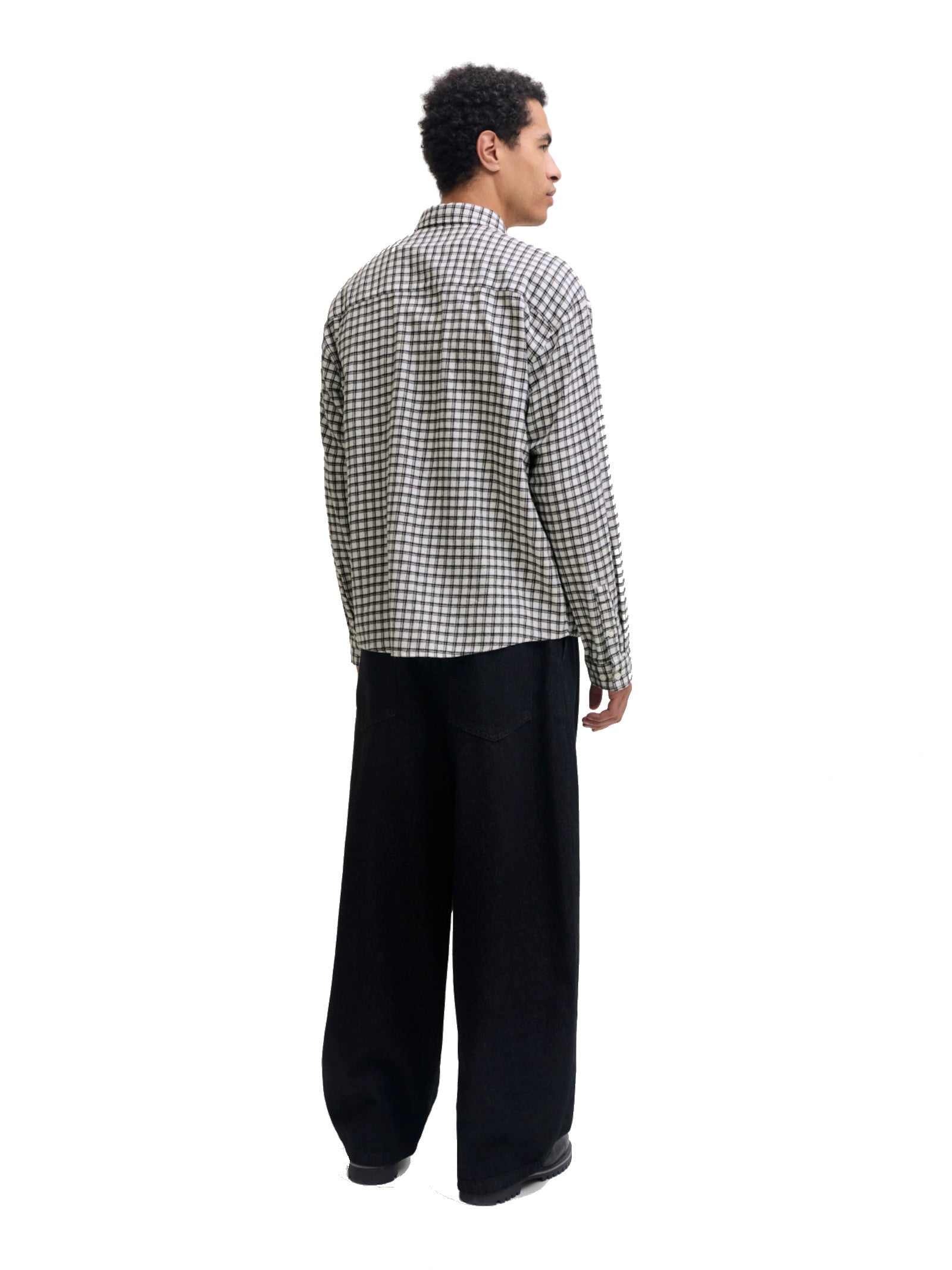 Camicia Jack & Jones Bianco/nero Frederick a quadri 12301088 /Antique White JACK & JONES 