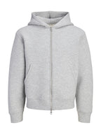 Felpa Jack & Jones Legacy Grigio con cappuccio e zip 12302694 /Light Grey Melange JACK & JONES 