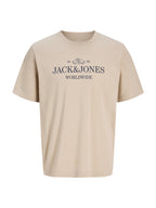 T-shirt Jack & Jones Frederik Beige con stampa 12305774 /Feather Gray JACK & JONES 