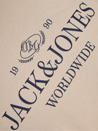T-shirt Jack & Jones Frederik Beige con stampa 12305774 /Feather Gray JACK & JONES 