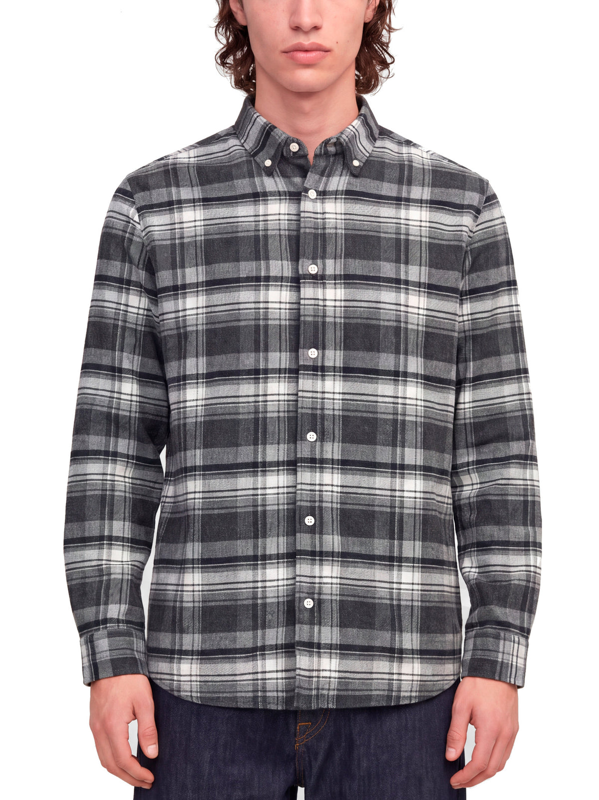 Camicia uomo Jack & Jones Stanley Grigio a quadri 12305791 /Charcoal Gray JACK & JONES 