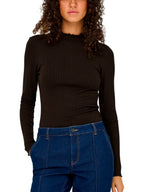 T-shirt Jacqueline De Jong Fransiska Marrone lupetto a costine 15228065 /Black Coffee JDY 