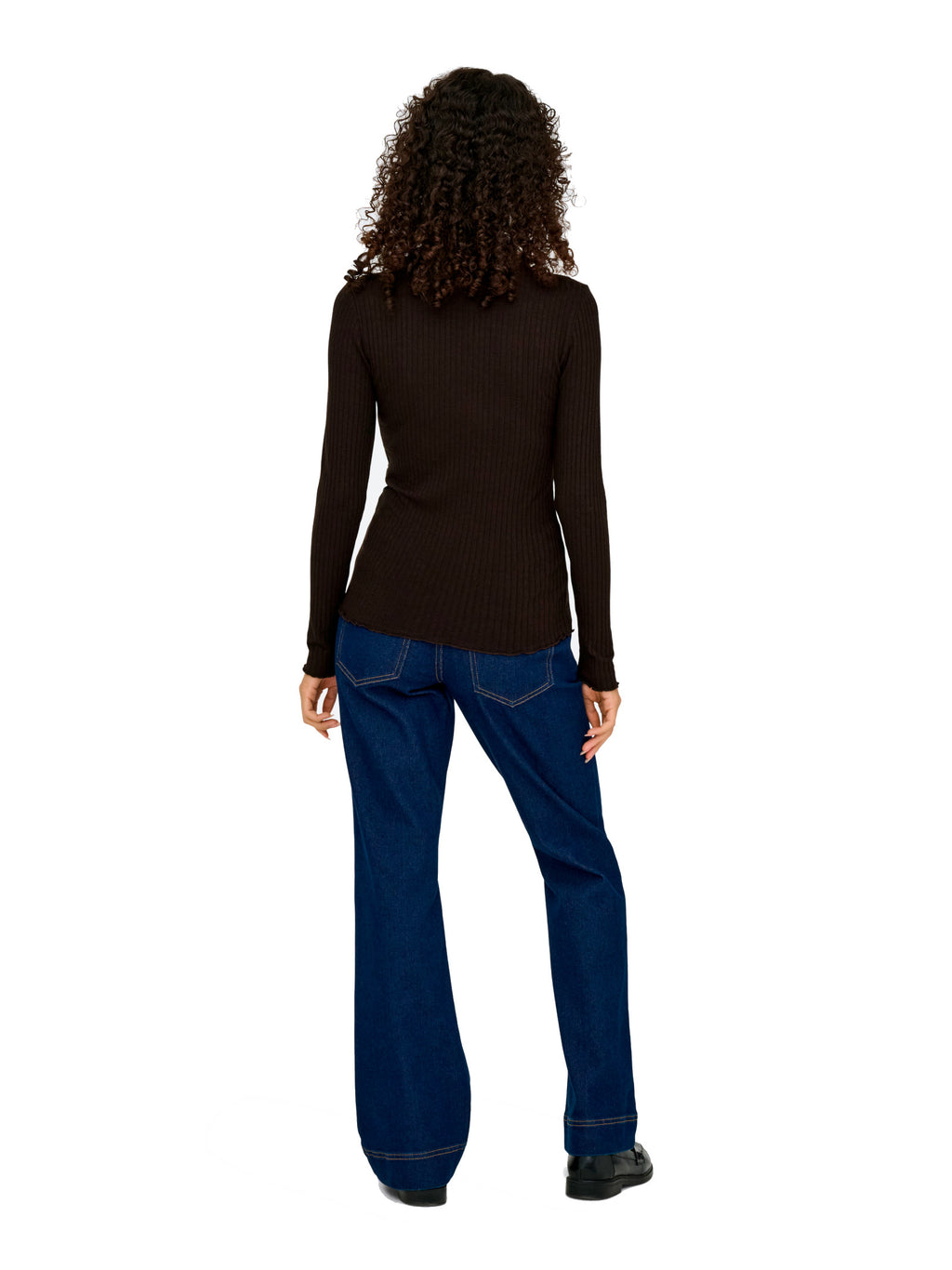 T-shirt Jacqueline De Jong Fransiska Marrone lupetto a costine 15228065 /Black Coffee JDY 