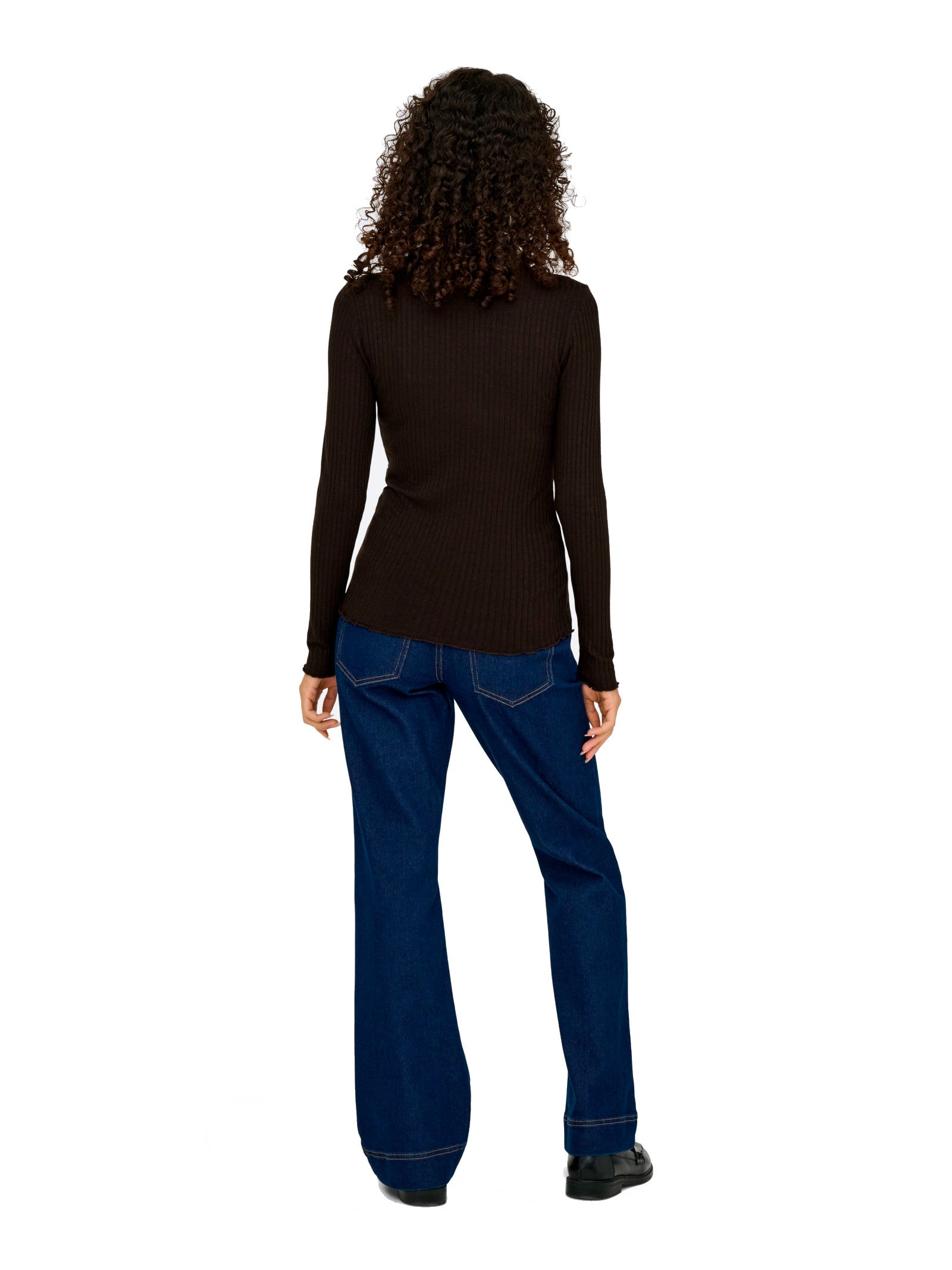 T-shirt Jacqueline De Jong Fransiska Marrone lupetto a costine 15228065 /Black Coffee JDY 