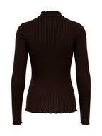 T-shirt Jacqueline De Jong Fransiska Marrone lupetto a costine 15228065 /Black Coffee JDY 