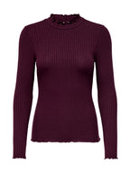 T-shirt Jacqueline De Jong Fransiska Bordeaux lupetto a costine 15228065 /Winetasting JDY 