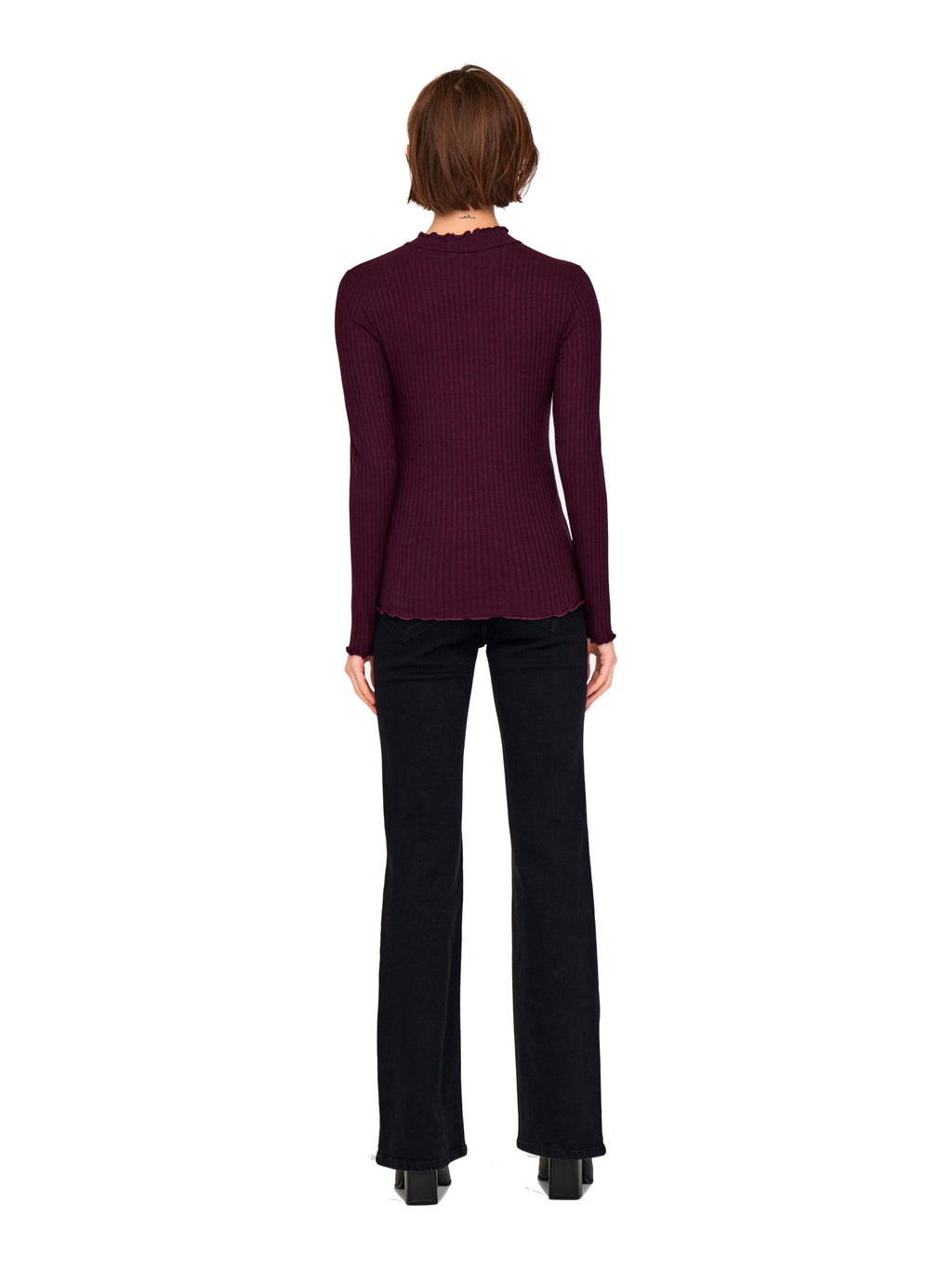 T-shirt Jacqueline De Jong Fransiska Bordeaux lupetto a costine 15228065 /Winetasting JDY 