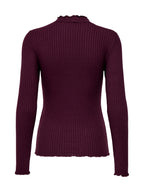 T-shirt Jacqueline De Jong Fransiska Bordeaux lupetto a costine 15228065 /Winetasting JDY 