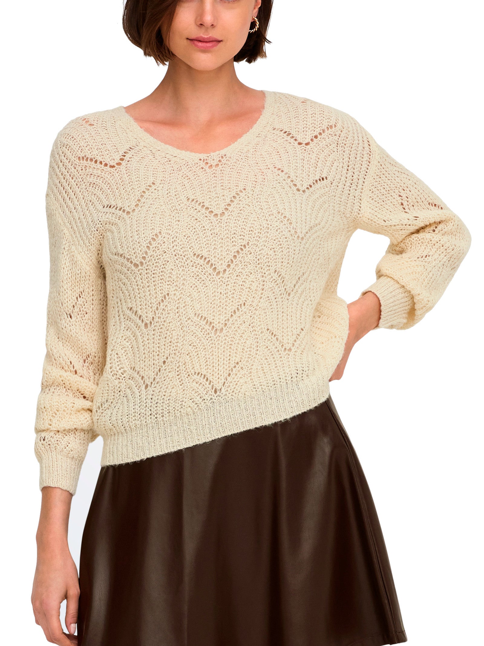 Maglia JDY Badut Crema traforata 15302387 /Crème Brûlée JDY 