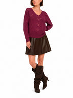 Maglia JDY Badut Bordeaux traforata 15302387 /Windsor Wine JDY 