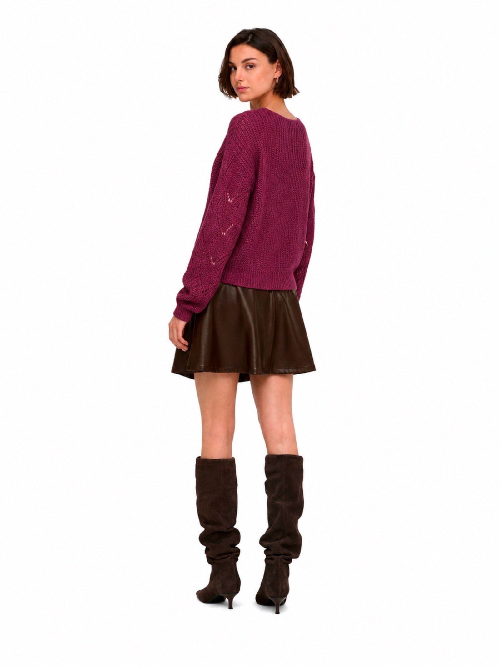 Maglia JDY Badut Bordeaux traforata 15302387 /Windsor Wine JDY 