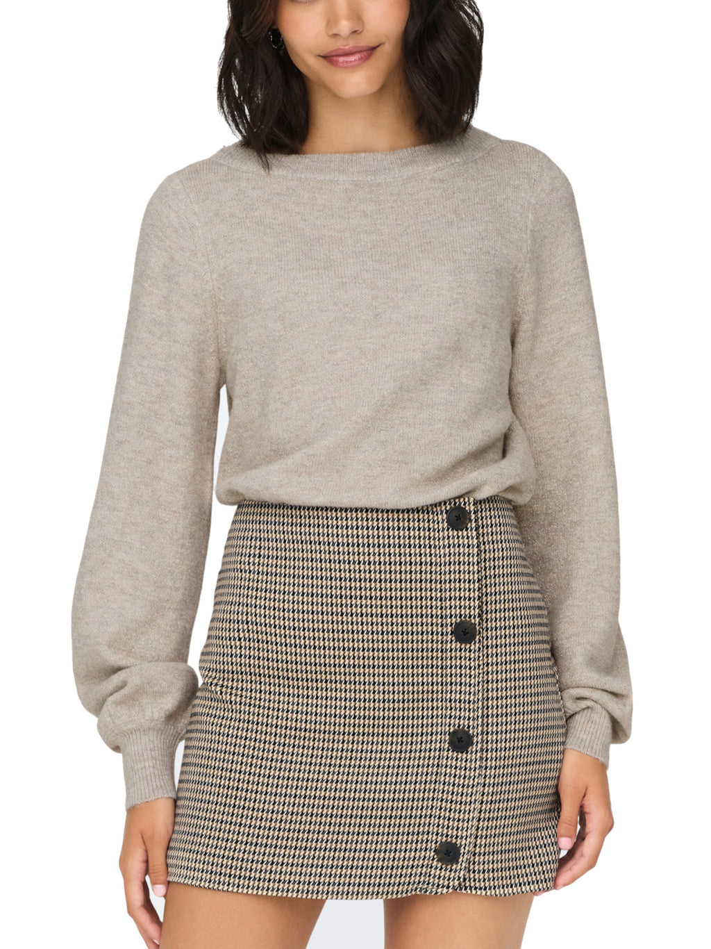 Maglia JDY Rue Beige con scollo ampio 15330648 /Chateau Gray JDY 