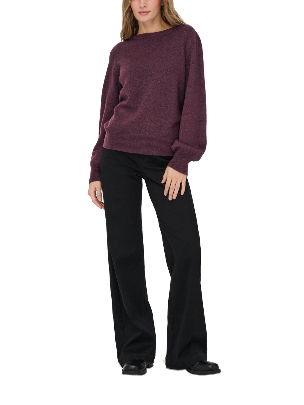 Maglia JDY Rue Bordeaux con scollo ampio 15330648 /Winetasting JDY 
