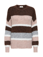 Maglia JDY Zoey Marrone girocollo a righe 15359620 /Chocolate Brown JDY 
