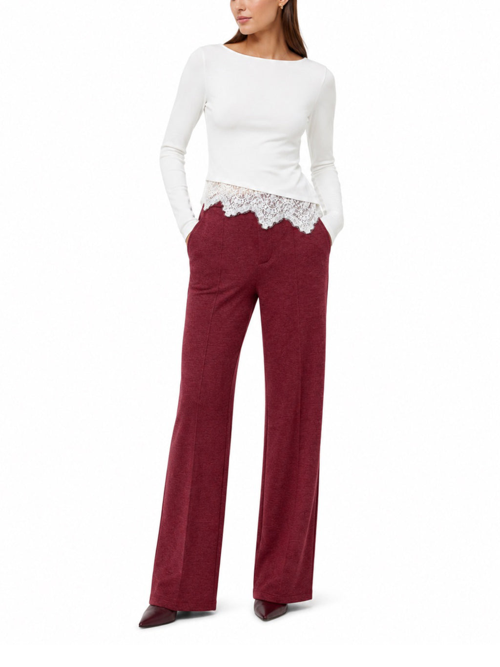 Pantalone JDY Risso Vinaccia wide leg a vita alta 15359919 /Windsor Wine JDY 