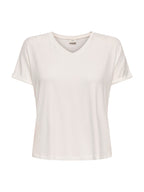 T-shirt JDY Sissy Bianco con scollo a V 15364526 /Cloud Dancer JDY 