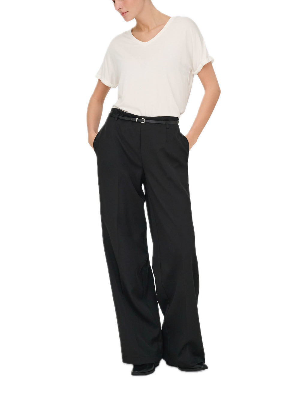 T-shirt JDY Sissy Bianco con scollo a V 15364526 /Cloud Dancer JDY 