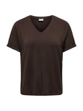 T-shirt JDY Sissy Marrone con scollo a V 15364526 /Coffee Bean JDY 