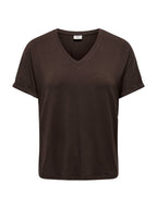 T-shirt JDY Sissy Marrone con scollo a V 15364526 /Coffee Bean JDY 