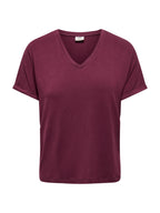 T-shirt JDY Sissy Bordeaux con scollo a V 15364526 /Windsor Wine JDY 