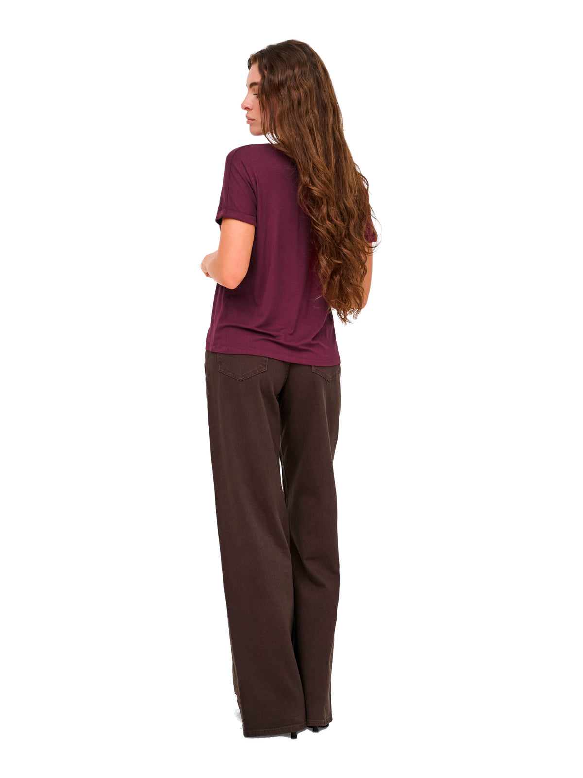 T-shirt JDY Sissy Bordeaux con scollo a V 15364526 /Windsor Wine JDY 
