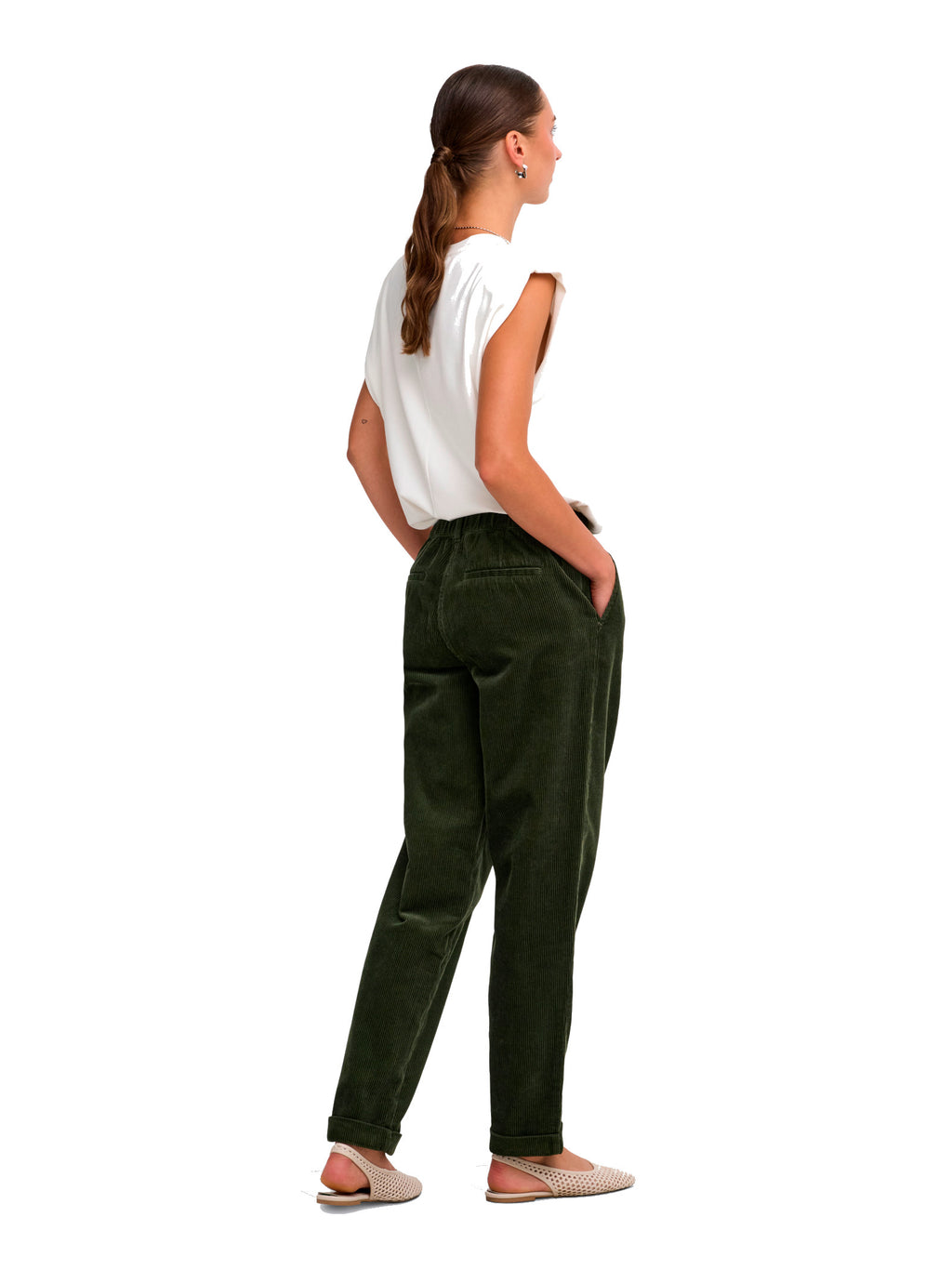Pantalone JDY Shiraz Verde in velluto a coste 15376602 /Forest Night JDY 