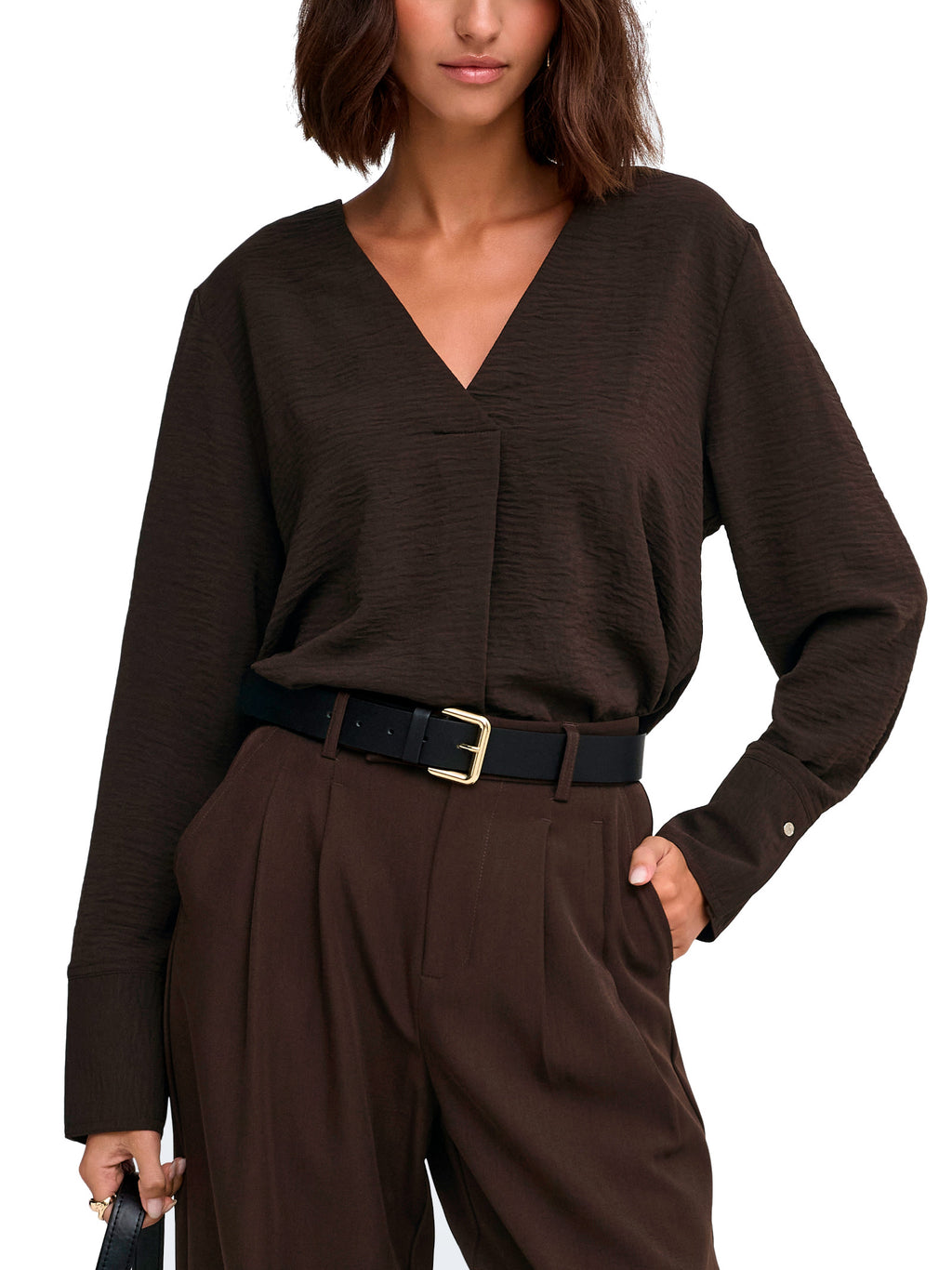Blusa JDY Lion Marrone con scollo a V 15376607 /Chocolate Torte JDY 
