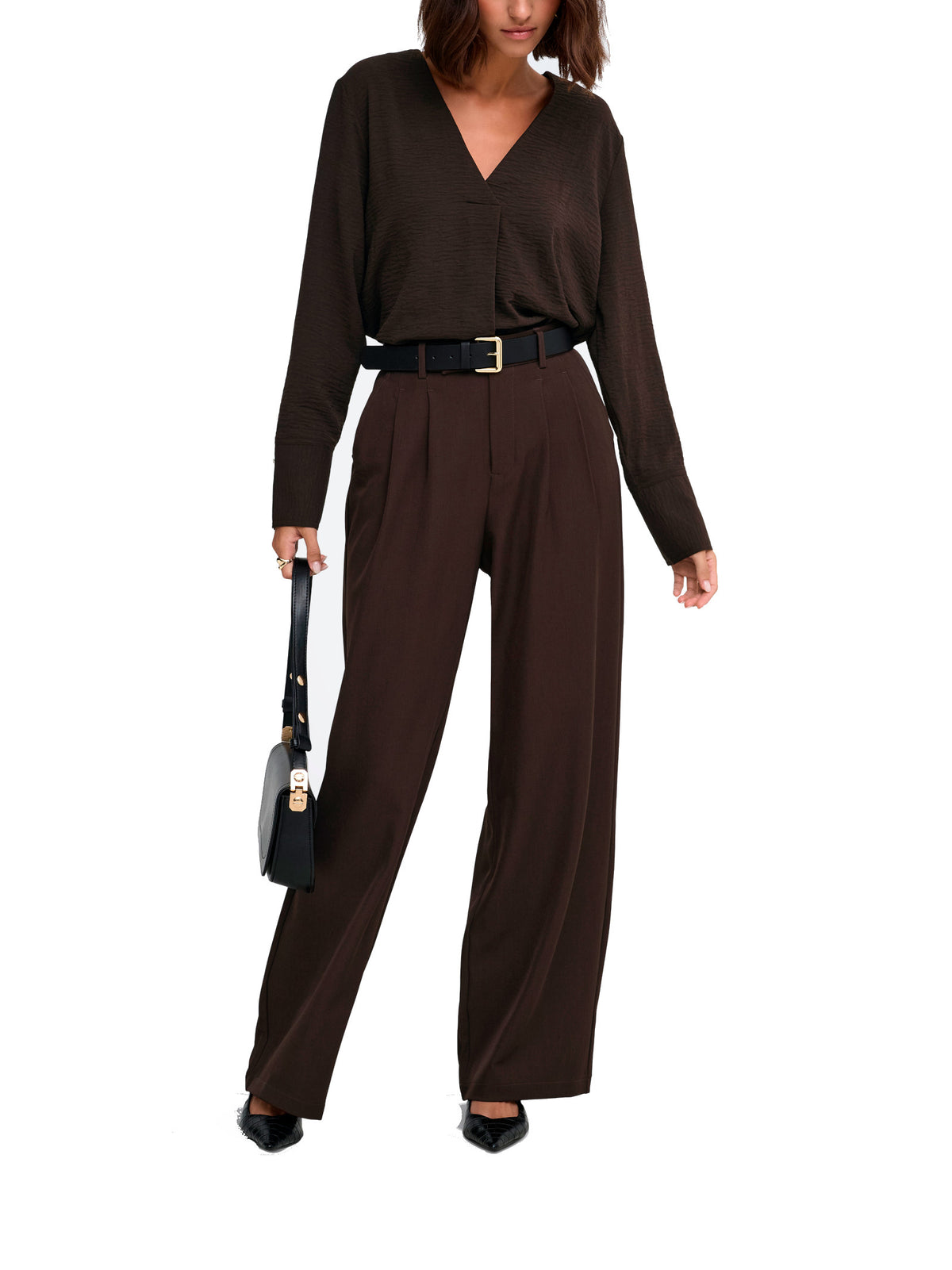 Blusa JDY Lion Marrone con scollo a V 15376607 /Chocolate Torte JDY 