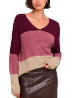 Maglia JDY Elanora Bordeaux con scollo a V 15376813 /Rose Oatmeal JDY 