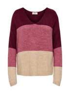 Maglia JDY Elanora Bordeaux con scollo a V 15376813 /Rose Oatmeal JDY 