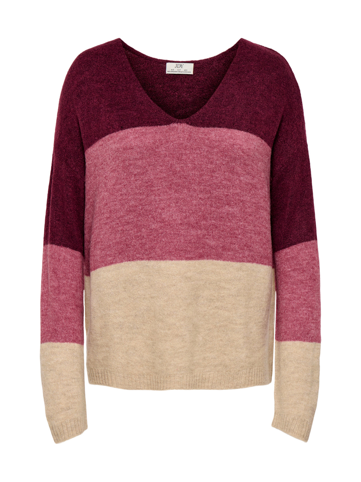 Maglia JDY Elanora Bordeaux con scollo a V 15376813 /Rose Oatmeal JDY 