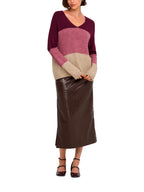 Maglia JDY Elanora Bordeaux con scollo a V 15376813 /Rose Oatmeal JDY 