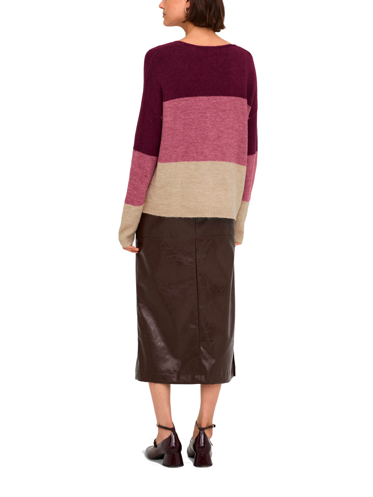 Maglia JDY Elanora Bordeaux con scollo a V 15376813 /Rose Oatmeal JDY 