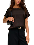 Blusa JDY Fifi Marrone dall'effetto satinato 15379643 /Chocolate Torte JDY 