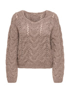 Maglia JDY Dinea Marrone con lavorazione a trecce 15379749 /Brownie JDY 