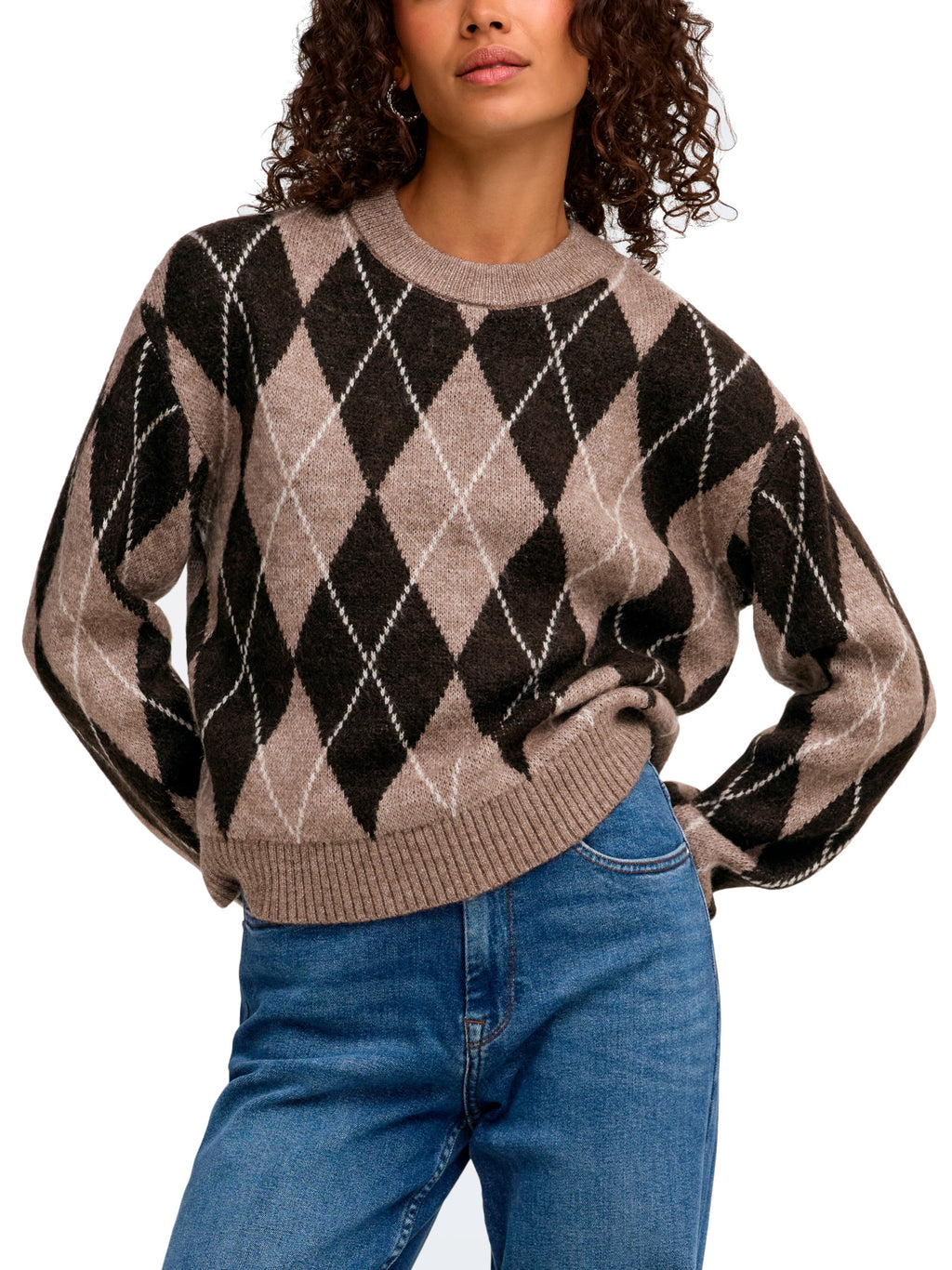 Maglia Jdy Banca Marrone a rombi 15381327 /Chocolate Torte JDY 
