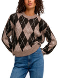 Maglia Jdy Banca Marrone a rombi 15381327 /Chocolate Torte JDY 
