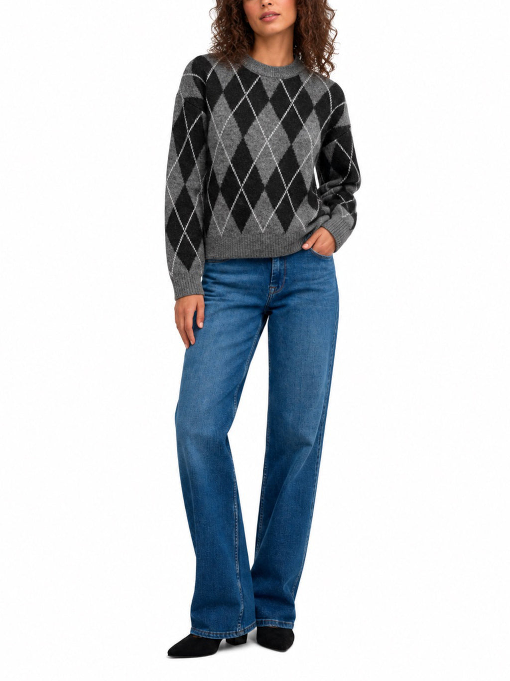 Maglia Jdy Banca Grigia a rombi 15381327 /Dark Grey Melange JDY 