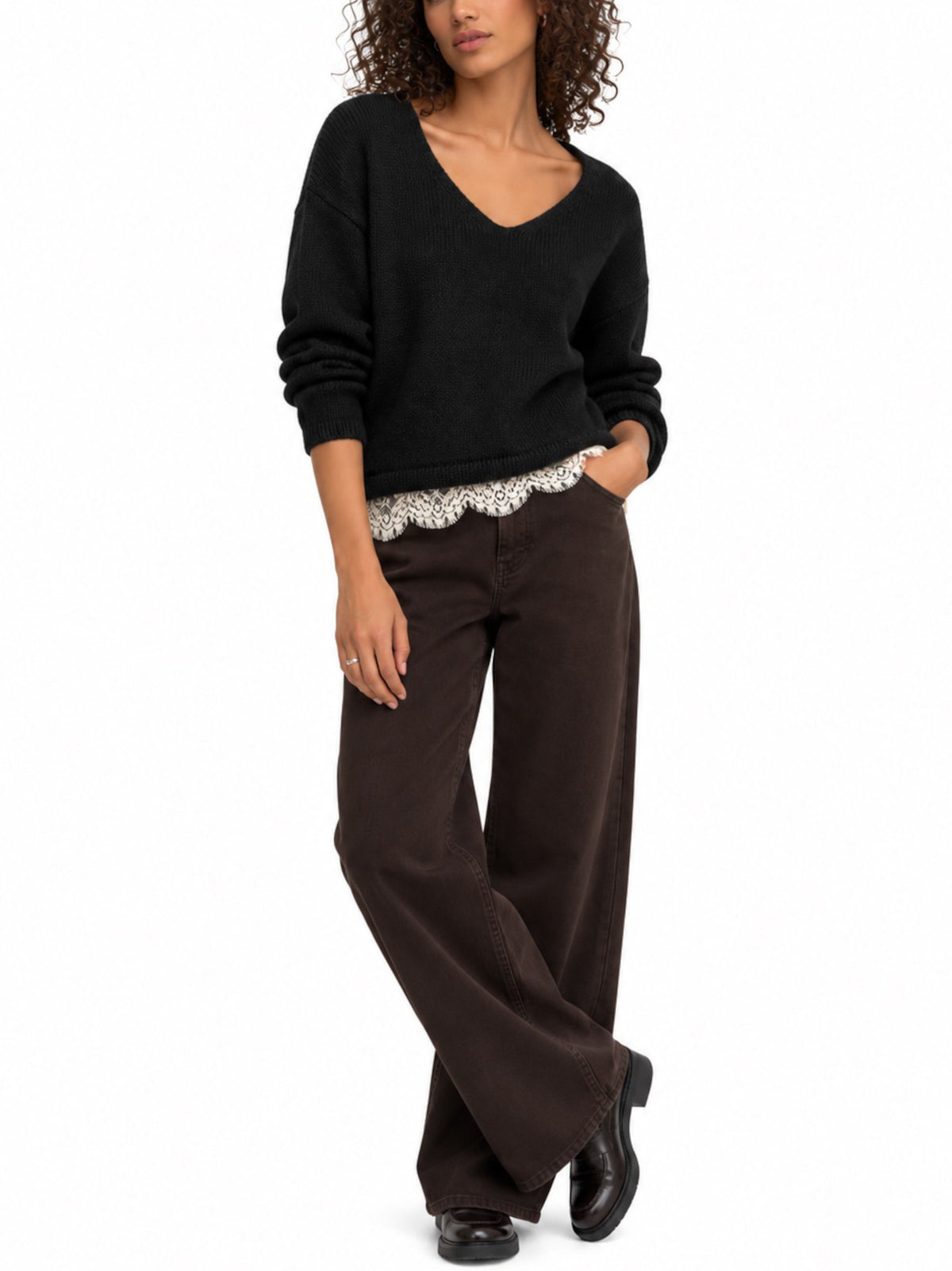 Maglia Jdy Stefane Nera con scollo a V 15382078 /Black JDY 
