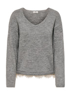 Maglia Jdy Stefane Grigia con scollo a V 15382078 /Light Grey Melange JDY 