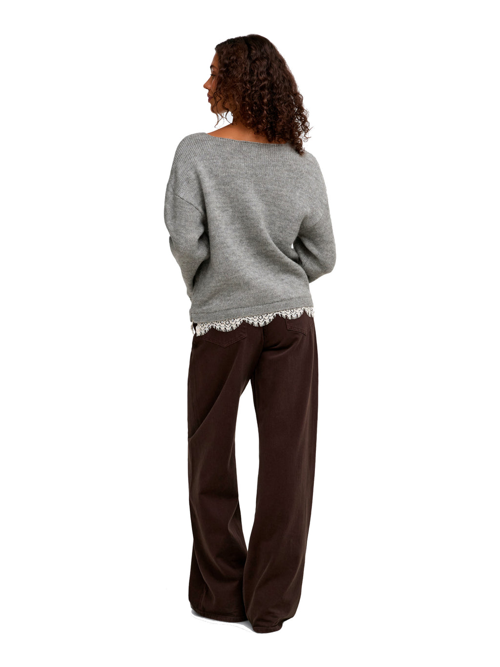 Maglia Jdy Stefane Grigia con scollo a V 15382078 /Light Grey Melange JDY 