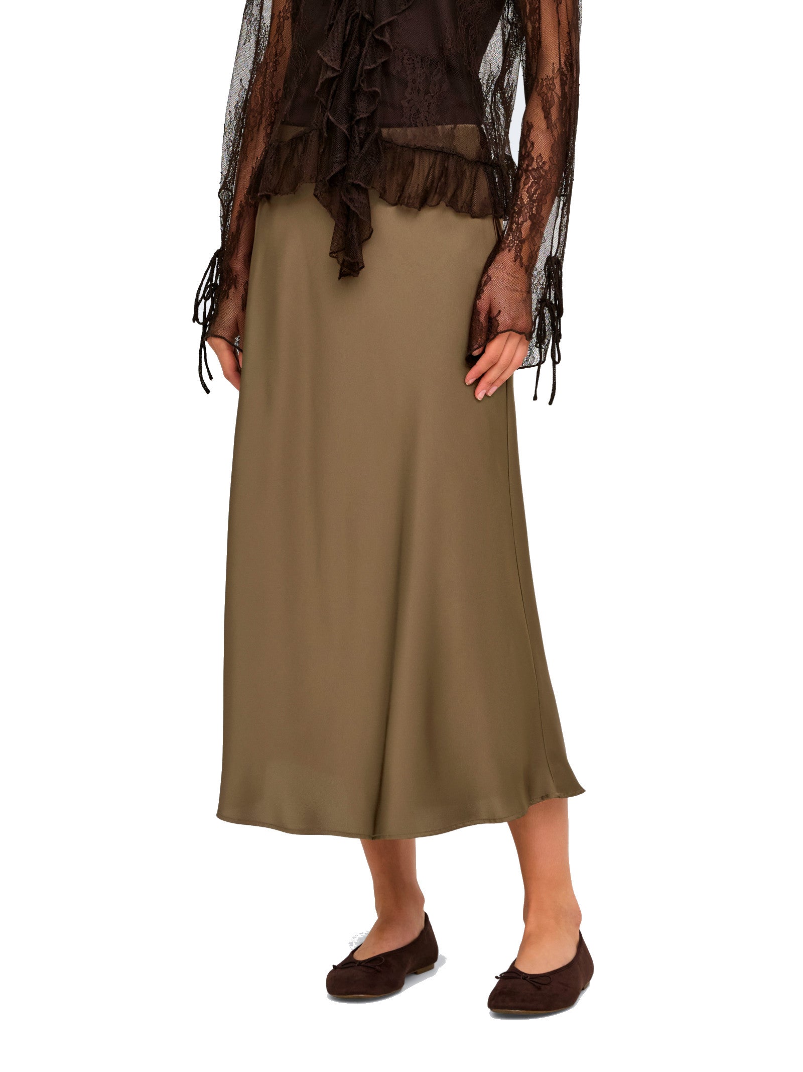 Gonna midi Jdy Aria Bronzo in tessuto satinato 15382716 /Teak JDY 