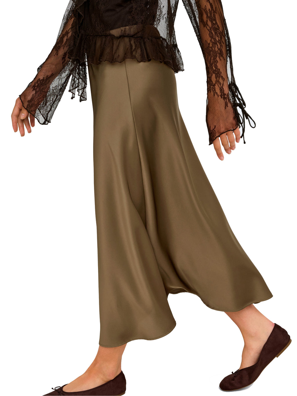 Gonna midi Jdy Aria Bronzo in tessuto satinato 15382716 /Teak JDY 