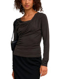 T-shirt JDY Irena Marrone con scollo a V 15382786 /Chocolate Torte JDY 