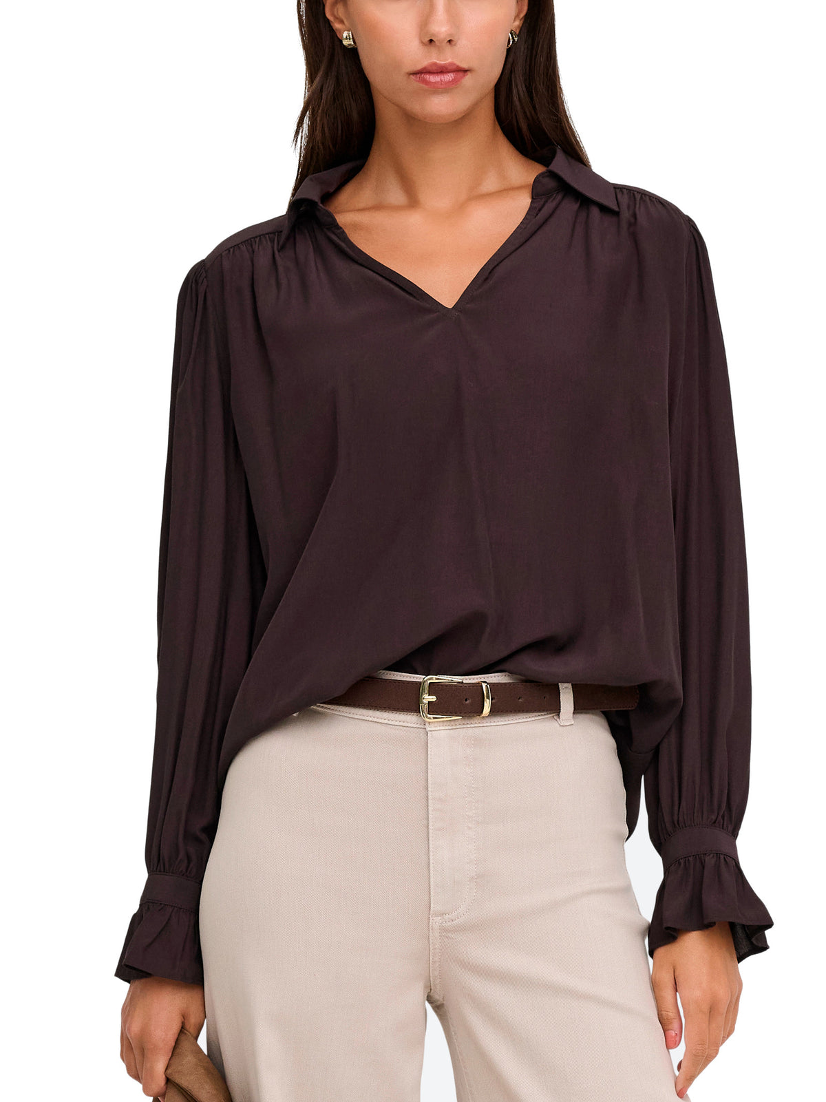 Blusa JDY Marta Marrone con scollo a V 15385238 /Chocolate Plum JDY 