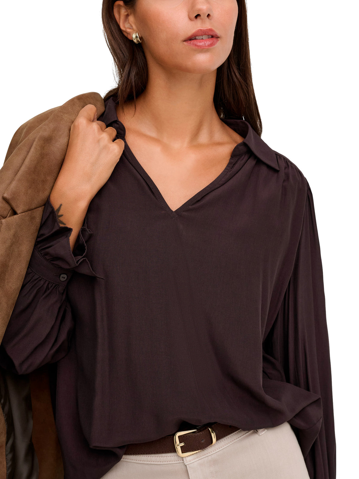Blusa JDY Marta Marrone con scollo a V 15385238 /Chocolate Plum JDY 